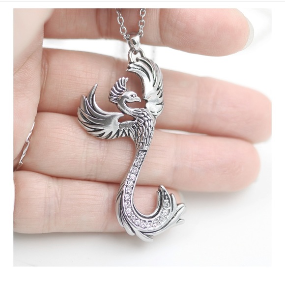 Phoenix Necklace with 17 Austrian Crystals- Bird of Paradise-NWT Stainless - Picture 6 of 6